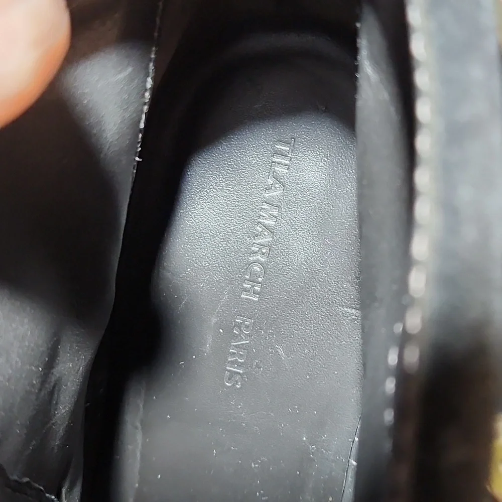 TILA MARCH PARIS Size 39 Black Suede Wedge Heel